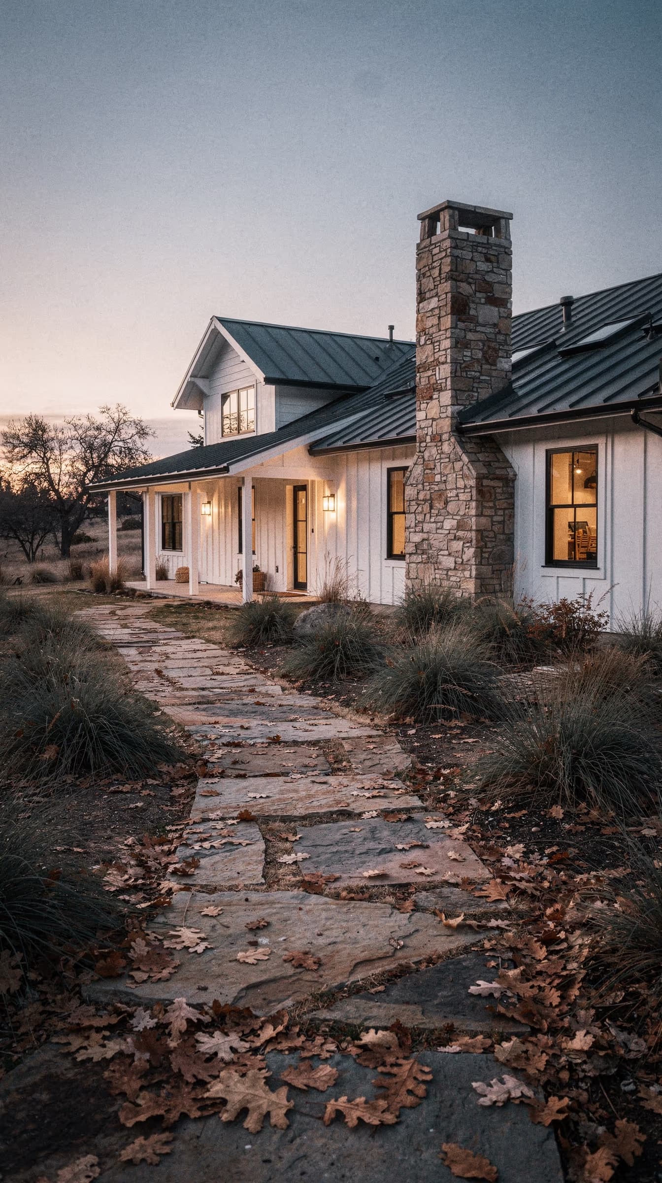 LaFargue custom residence at twilight